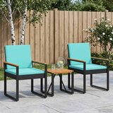  Set vanjskog namještaja 3 pcs Crna i Tirkizna poliratan | shoptok.hr