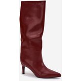 Boto Women's Slip-On Insulated Boots on Heel Bordeaux Olive | Shoptok.si
