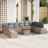  Set od 11 komada vrtnih kauča s jastucima bež poly rattan acacia | shoptok.hr