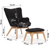 Ropez Črn fotelj z naslonjalom za noge iz rebrastega žameta Niko – | Shoptok.si