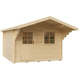 KIEHNHOLZ Vrtna hiška Helsinki 2 (Zunanje dimenzije vključno s strešnim previsom (Š x G): 340 x 443 cm, Les, Rjava) | Shoptok.si