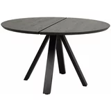 Rowico Črna okrogla jedilna miza s hrastovo mizno ploščo ø 130 cm Carradale –