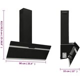  Zidna napa 90 cm od čelika i kaljenog stakla crna | shoptok.hr