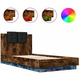  Okvir za krevet s uzglavljem i LED svjetlima boja hrasta Smeđa 75 x 190 cm | shoptok.hr