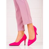 GOODIN Pink Shelovet women's heels made of ecological suede Cene