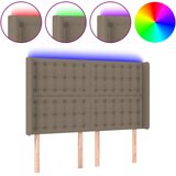  LED uzglavlje smeđesivo 147 x 16 x 118/128 cm od tkanine | shoptok.hr