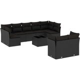 vidaXL 10-dijelni set vrtnih sofa s jastucima crni od poliratana | shoptok.hr