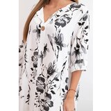 Kesi Włoski Women's floral viscose dress with an asymmetrical hemline Graphite | ePonuda.com