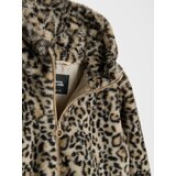 Sinsay Kratka jakna s krznenim efektom i leopard uzorkom | shoptok.hr