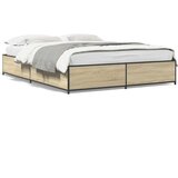 vidaXL Posteljni okvir sonoma hrast 150x200 cm inž. les in kovina, (21128091) | Shoptok.si