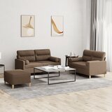  3-dijelni set sofa s jastucima smeđi od tkanine | shoptok.hr
