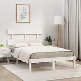 Maison Chic Posteljni okvir - Dvoposteljna postelja - Zakonska postelja bel iz trdnega lesa 120x190 cm-J10068, (21773906) | Shoptok.si