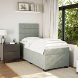 Box spring krevet s madracem svjetlosivi 80 x 200 cm baršunasti | shoptok.hr
