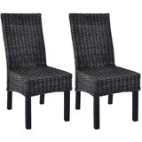 vidaXL jedilni stoli 2 kosa črni Kubu ratan in mangov les | Shoptok.si