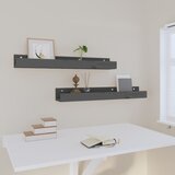  Zidne police 2 kom sive 80x12x9 cm od masivne borovine | shoptok.hr