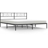 vidaXL Kovinski posteljni okvir z vzglavjem črn 180x200 cm, (20903498) | Shoptok.si