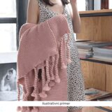 Kondela TEMPO-KALANE, luksuzna pletena odeja z resicami, smetana, 150 x 200 cm | Shoptok.si