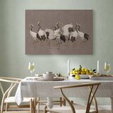  Slika - Crane dance – bright silhouettes of birds against a warm grey background with texture 90x60 Na talijanskom platnu | shoptok.hr