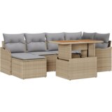  7-delni vrtni sofa set z blazinami, bež poli ratan | Shoptok.si