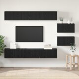  Set TV komoda Zidne s pohranom s vratima 8 pcs Crni hrast 60 x 30 x 30.5 cm Cijene