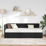  Kutni krevetni okvir s madracem s uzglavljem 2 kom. Crna Baršun | shoptok.hr