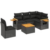  6-dijelni set vrtnih sofa s jastucima crni od poliratana | shoptok.hr