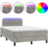 The Living Store Box spring postelja z vzmetnico LED svetlo siva 120x200cm žamet - Box Spring Postelja, (21488640) | Shoptok.si