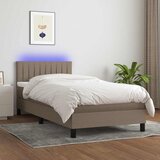  box spring s madracem LED smeđesivi 90x200 cm tkanina | shoptok.hr