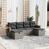 Maison Chic Seti vrtnega pohištva - Vrtna garnitura - Vrtni pohištvo set 6-delna z blazinami siv poli ratan, (21803866) | Shoptok.si
