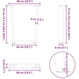  Noge za blagovaonski stol V-oblika 2 kom Crne 60 x (72-73,3) cm Čelik | shoptok.hr