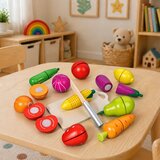  Wooden Fruit Vegetable Chopping Board Safety Knife Bucket Set 13 pcs | Shoptok.si