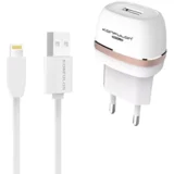 kućni punjač C25+S05 2xUSB 5V 1A sa iphone lightning kablom beli