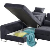 Hom`in KOTNA SEDEŽNA GARNITURA, gladka tkanina črna | Shoptok.si