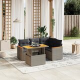Maison Chic Seti vrtnega pohištva - Vrtna garnitura - Vrtni pohištvo set 5-delna z blazinami siv poli ratan, (21818358) | Shoptok.si