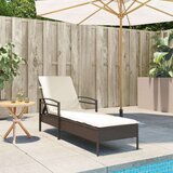  Ležalnik z blazino rjav 63x200x81 cm poli ratan | Shoptok.si