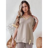 DStreet Bluzka damska oversize SHINE LOVE mokka | shoptok.hr