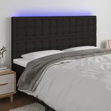 Led uzglavlje crno 200x5x118/128 cm od tkanine