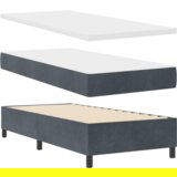 vidaXL Box Spring postelja z ležiščem in klopjo temno siva 80x200 cm žamet | Shoptok.si