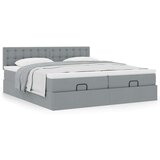 vidaXL Otomanski posteljni okvir z vzmetnicami siv 180x200 cm blago | Shoptok.si