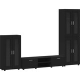  Set TV komoda FLORIN 3 kom. Crna Konstruirano drvo | shoptok.hr