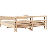  Okvir kreveta s uzglavljem 200 x 200 cm od masivne borovine - Prirodna 200 x 200 cm | shoptok.hr