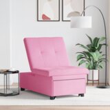 vidaXL 3-v-1 kavč postelja v roza tkanini | Shoptok.si