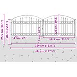  Ogradna vrata ASSEN 401 x 175,5 cm Čelik Može se zaključati | shoptok.hr