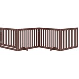  Vrata za pse s vratašcima 4 panela sklopiva 320 cm drvo topole Smeđa 80 x 60 x 2 cm | shoptok.hr