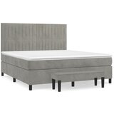 vidaXL Box spring postelja z vzmetnico svetlo siva 180x200 cm žamet, (21089225) | Shoptok.si