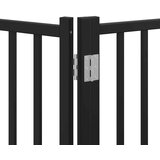 vidaXL Ograda za pse z vrati zložljiva 8 panelov črna 640 cm les | Shoptok.si