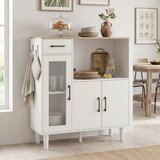  Kuhinjski ormarić s ladicom 2 ormarića otvoreni pretinac rebrasta vrata od akrilnog stakla 80 x 34 x 91 cm Bijela+Hrast | shoptok.hr