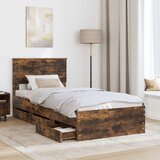  Krevetna konstrukcija s ladicama Dimljeni hrast 90 x 200 cm Smeđa 210 x 93 x 90 cm | shoptok.hr