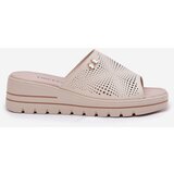 VINCEZA Women's Leather Wedge Sandals Beige 41477 | Shoptok.si