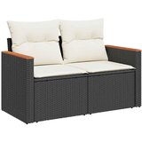  7-dijelni set vrtnih sofa od poliratana s jastucima crni Slike